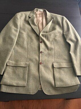 Vintage Mens Orvis Light Green Wool Blazer Size 46L Long